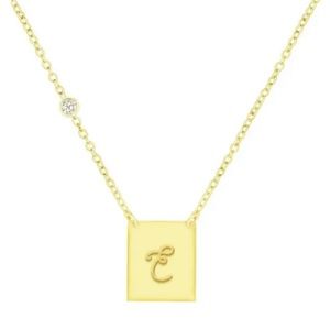 Savvy Cie Jewels 18K Gold Vermeil CZ Script Initial Pendant Necklace Letter E